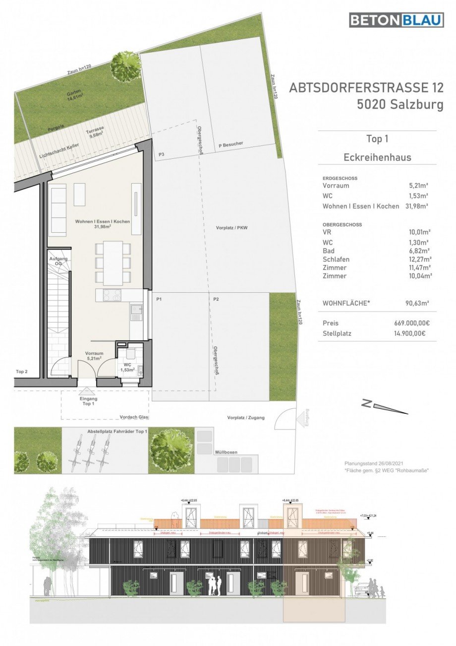 Grundriss 1 Reiheneckhaus Salzburg