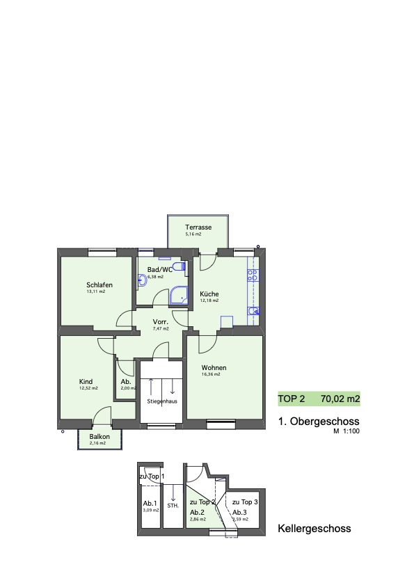 Grundrissplan Top 2 Wohnung Salzburg