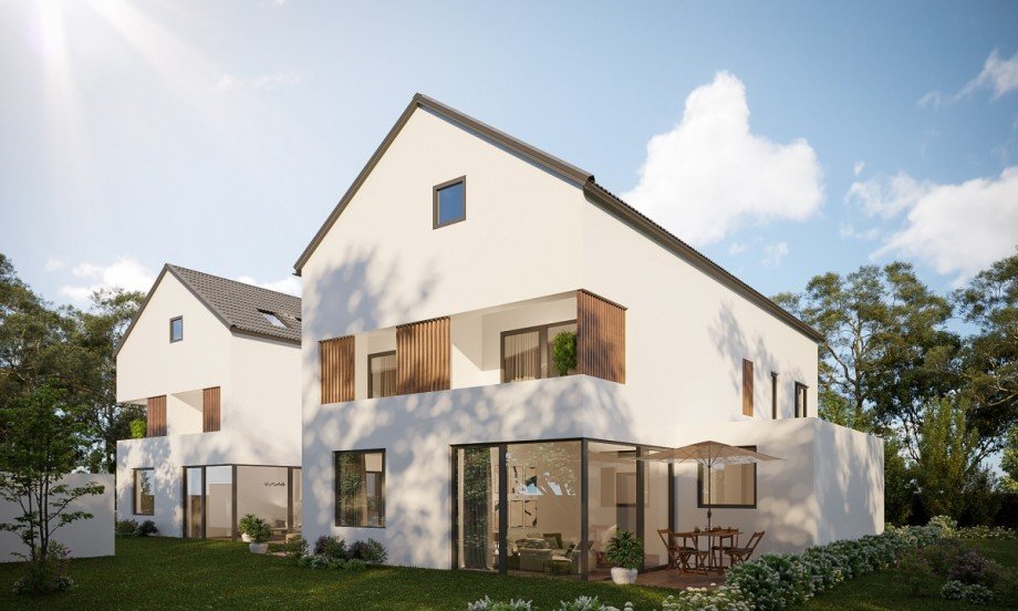 Aussenansicht Visualisierung Doppelhaush�lfte Strass im Attergau
